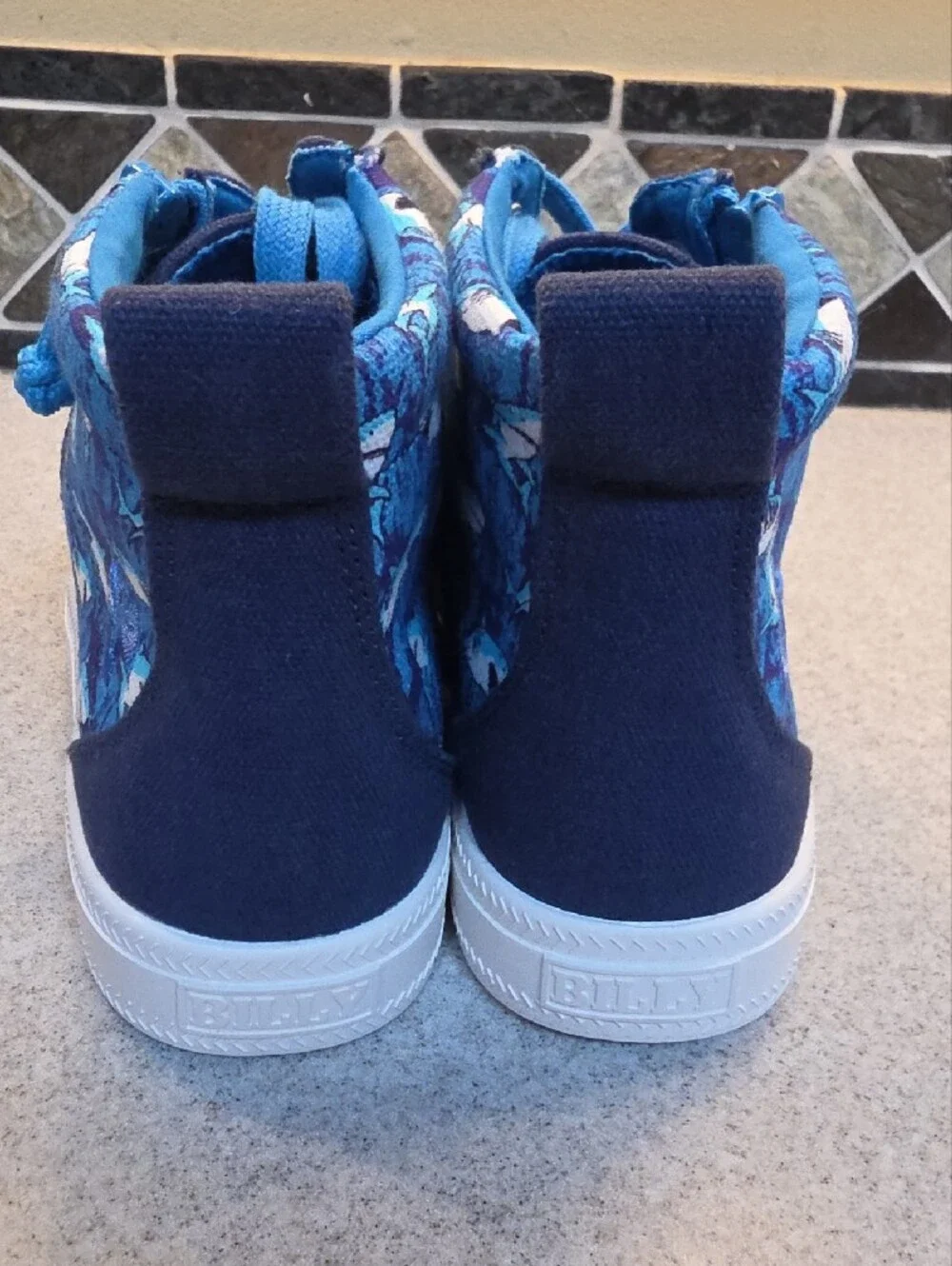 Kids Navy & Bright Blue High-Top Sneakers with Side Zip
